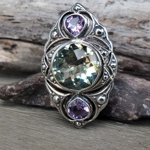 Nicky Butler Prasiolite Amethyst Gemstone 925 Sterling Silver Size 7 NWT Ring - Picture 3 of 6